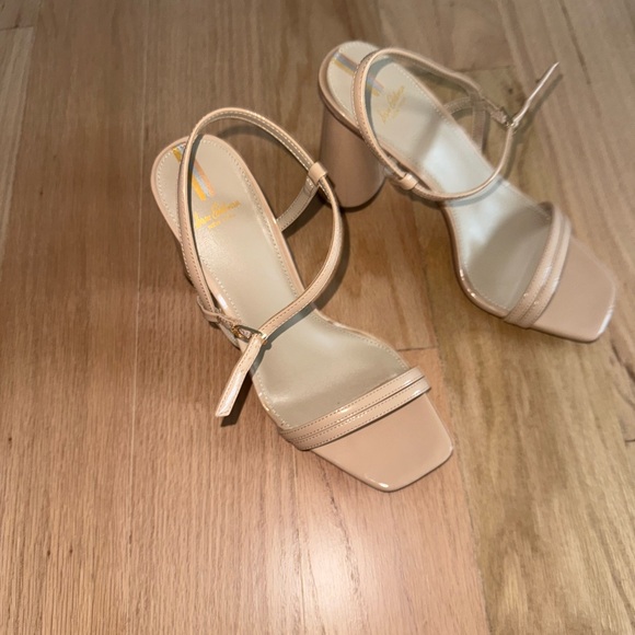 Sam Edelman Kit Block Heel Squared Open Toe Slingback Heeled Sandal Beige 8.5 - Picture 5 of 7